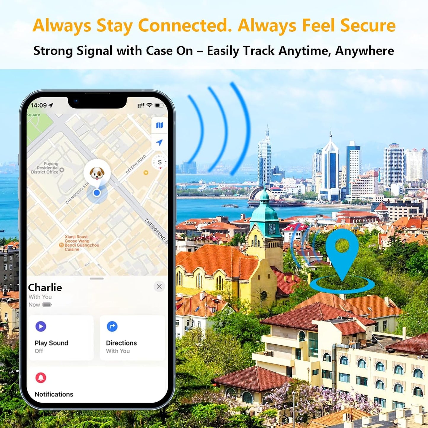 Adjustable AirTag Dog Collar – Waterproof Nylon Pet Collar with Built-in Air Tag Holder and D-Ring Leash Attachment Comfortable Padded, Heavy Duty Dog Collars – Fits Medium Large Dogs(Black)