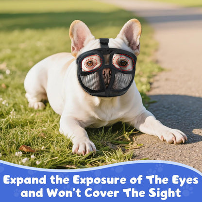 French Bulldog Muzzle with Breathable Mesh, Soft Short Snout Dog Muzzle for Small Medium Large Dogs Grooming Training(M,Black)