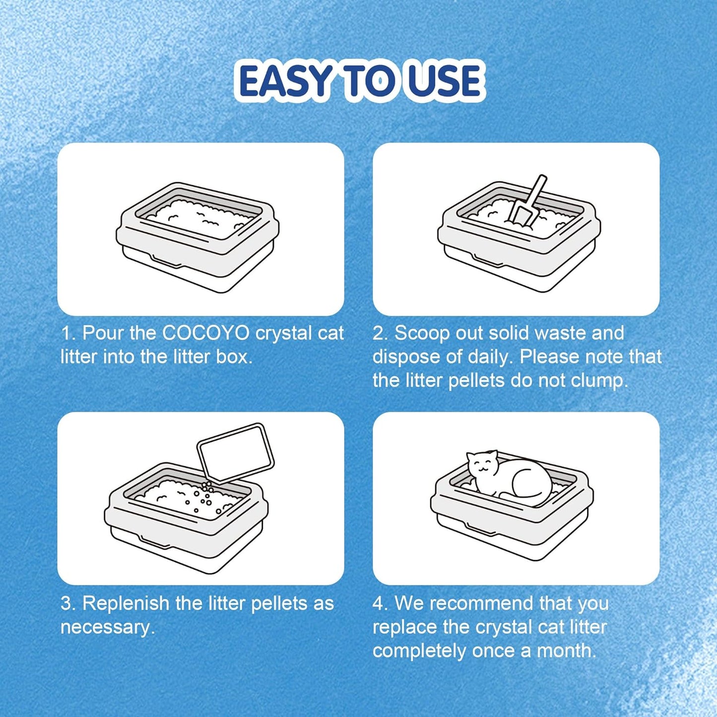 COCOYO Crystal Cat Litter I Silica Gel Cat Litter,17.2 Lbs Value Pack (4.3 Lbs x 4)