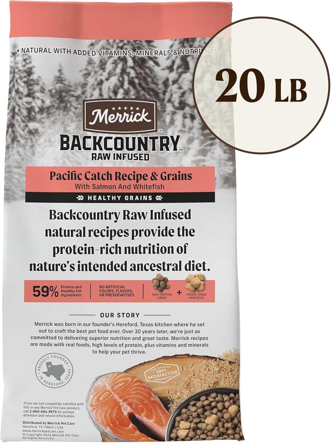 Merrick Backcountry Healthy Grains Premium Dog Food Kibble with Freeze Dried Raw Pieces, Pacific Catch Recipe - 20.0 lb. Bag
