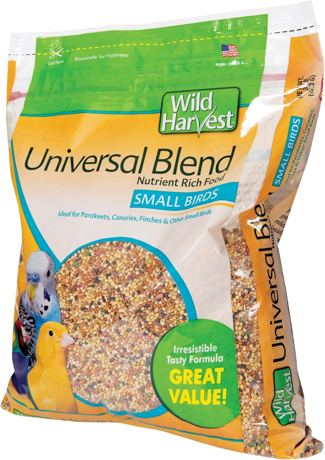 Wild Harvest Universal Blend For Small Birds 3 Pounds, Foritified Nutrition