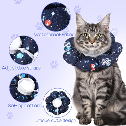Cat Cone Collar Soft Waterproof Cat Recovery Collar Protective Adjustable Cones to Stop Licking After Surgery Cute Pet Pillow for Small Animal Cats Kittens Puppies
