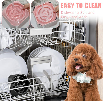 2 Pack Slow Feeder Dog Bowls for Healthy Eating, Non-Slip and Anti-Choking Design, Reduces Bloating & Overeating for Small Dogs, Easy to Clean