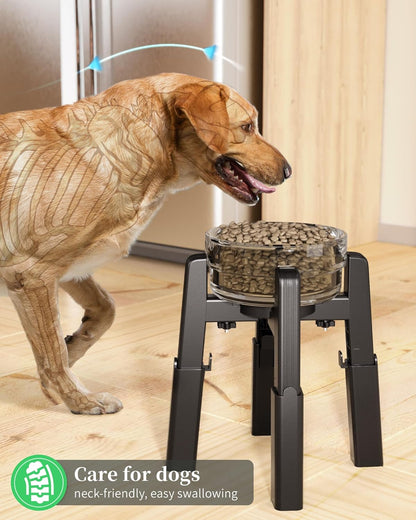 CZPET Dog Bowl Stand with Adjustable Height and Width [Stand Only], Single Raised Pet Water & Food Feeder for Medium & Large Dogs, Stable and Anti-Slip Eelvated Bowl