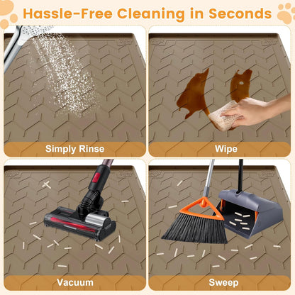 Cat Litter Mat, Extra Large 40"x28" Silicone Mat for Litter Box, Waterproof & Non-Slip Rubber Mat with Lip, Litter Trapping & Scatter Control, Soft on Cat Paws, Urine-Proof Floor Protector