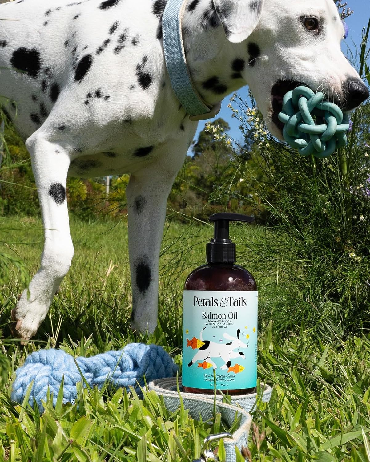 Petals & Tails Wild Alaskan Salmon Oil for Dogs & Cats – 100% Pure Omega-3 Fish Oil Supplement – Supports Skin, Coat, Joints & Heart – No Blends – 12 oz