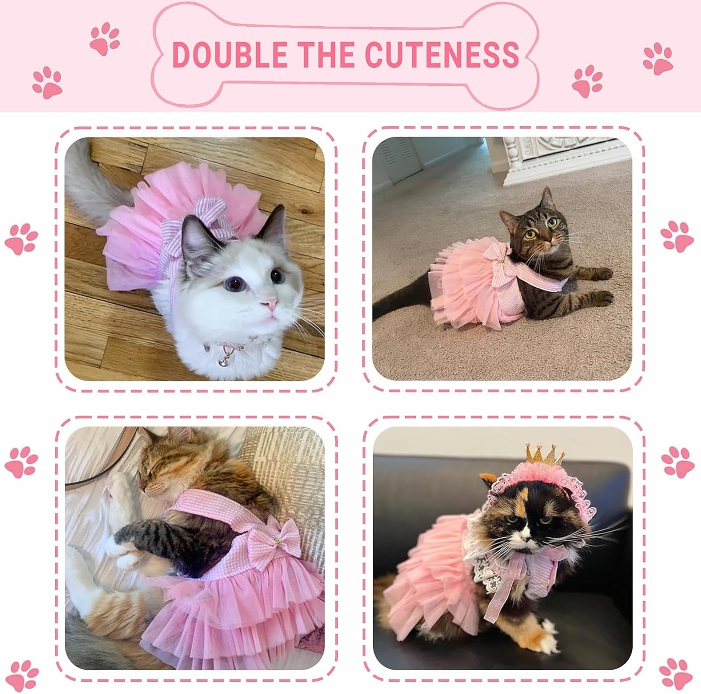 Dog Dresses, Fashion Pet Dog Clothes, Striped Mesh Puppy Dogs Princess Dresses (Pink, Small)