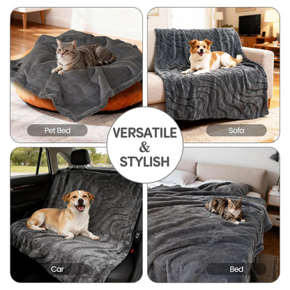 3 in 1 Carpet Rake for Pet Hair Removal & Waterproof Dog Blanket