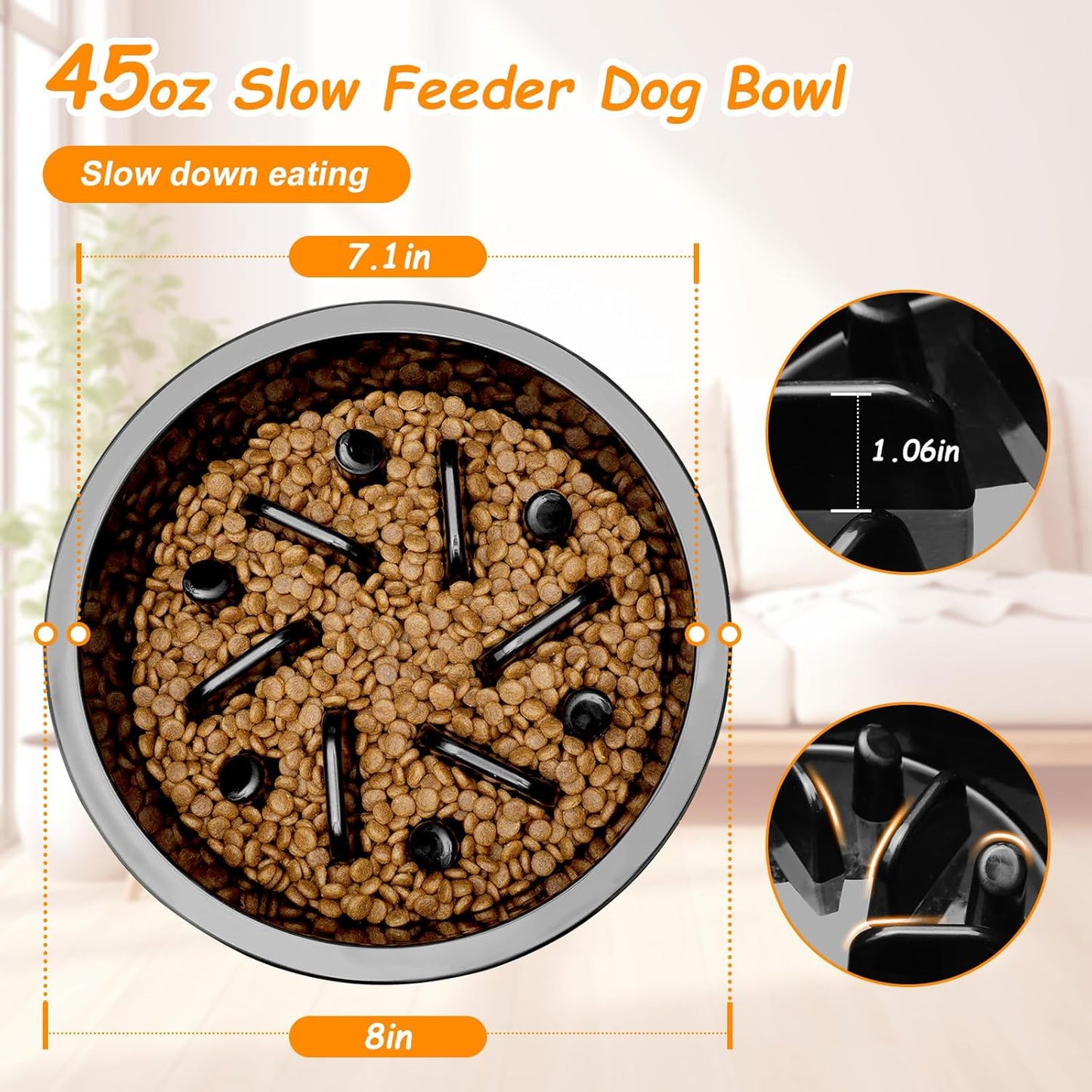 COMESOON Slow Feeder Dog Bowl, Slow Down Eating Anti-Choking Bloat Stop Maze Design Dog Dishes Fit for COMESOON Bowl Stand DB-G03/DB-B03, Black