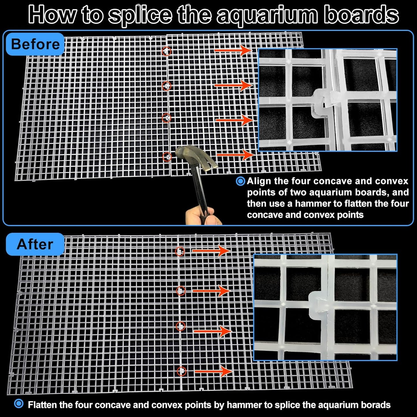 Adjustable Aquarium Fish Tank Divider Filter Bottom Plastic Grid Fish Tank Isolation Board Egg Crate Tray(White, 2pcs 11.8X11.8Inch with 0.35Inch Hole)
