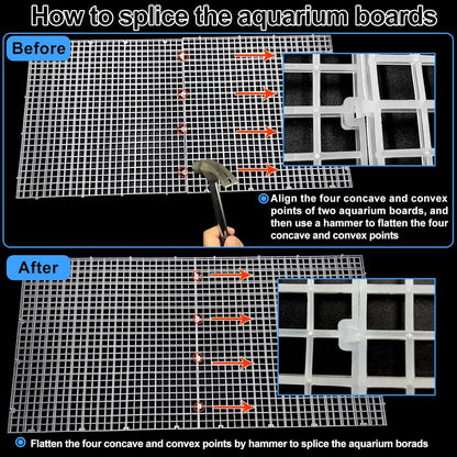 Adjustable Aquarium Fish Tank Divider Filter Bottom Plastic Grid Fish Tank Isolation Board Egg Crate Tray(White, 2pcs 11.8X11.8Inch with 0.35Inch Hole)