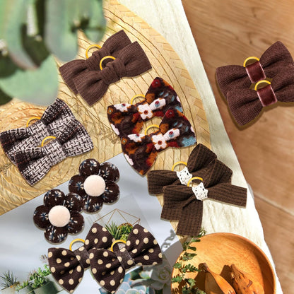 20pc Brown Small Dog Hair Bows - Mix Holiday Dog Hair Bows for Yorkie Puppies, Top Knot for Daily Use
