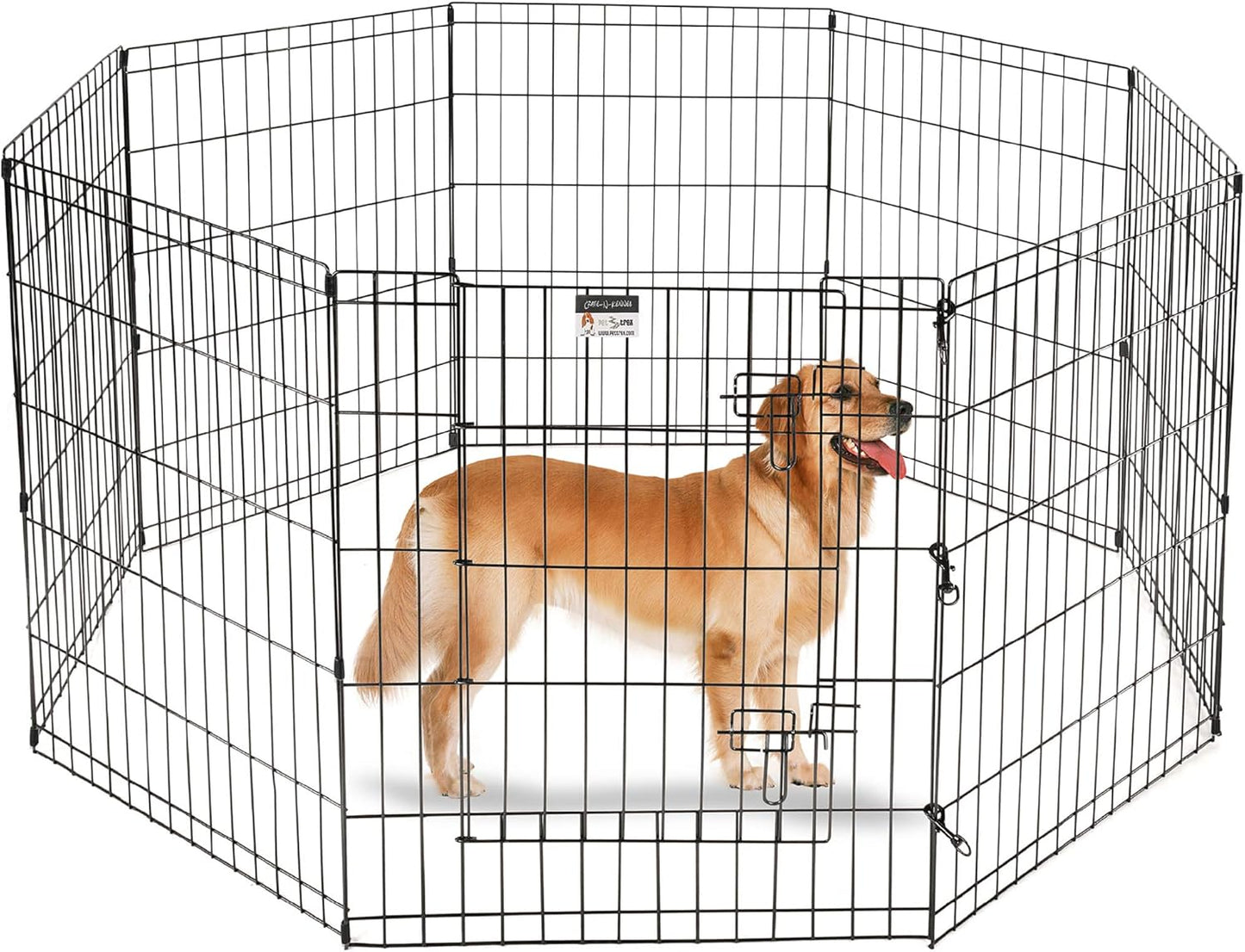 Dog Playpen - Foldable Metal Exercise Puppy Play Pen with 8 24x30in Panels - Indoor/Outdoor Pen with Door for Dogs, Cats or Small Animals by PETMAKER