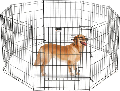 Dog Playpen - Foldable Metal Exercise Puppy Play Pen with 8 24x30in Panels - Indoor/Outdoor Pen with Door for Dogs, Cats or Small Animals by PETMAKER
