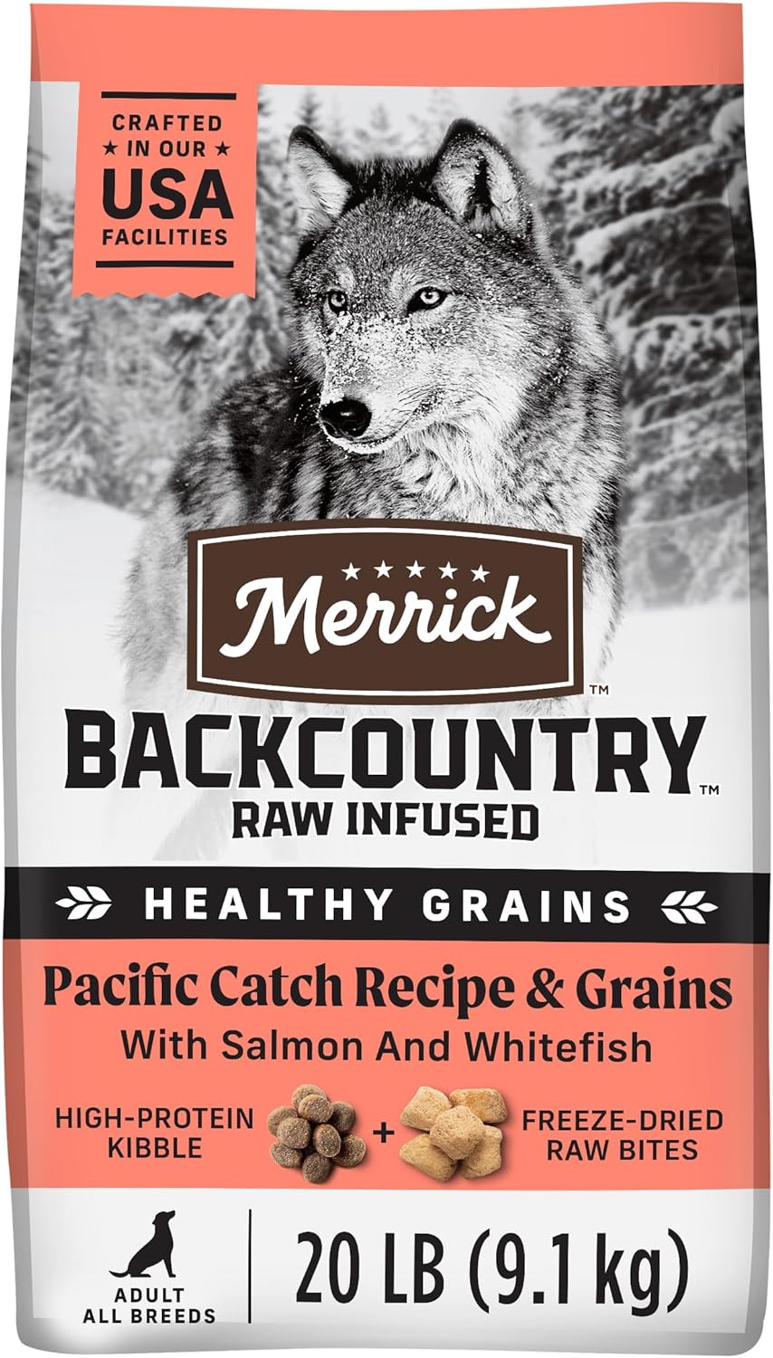 Merrick Backcountry Healthy Grains Premium Dog Food Kibble with Freeze Dried Raw Pieces, Pacific Catch Recipe - 20.0 lb. Bag