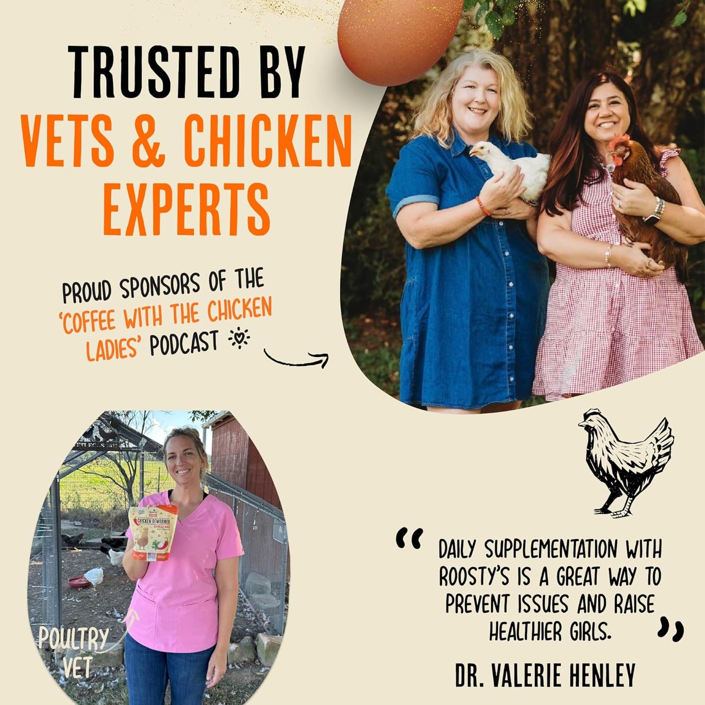 Roosty's Gold Dust Daily Egg Booster - Golden Yolks and Stronger Shells - All Natural Omega-3 Rich - US Made Chicken Supplement - Chicken Health Supplies