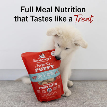 Stella & Chewy's Freeze Dried Raw Dinner Patties – Crafted for Puppies – Grain Free, Protein Rich Perfectly Puppy Beef & Salmon Recipe – 14 oz Bag