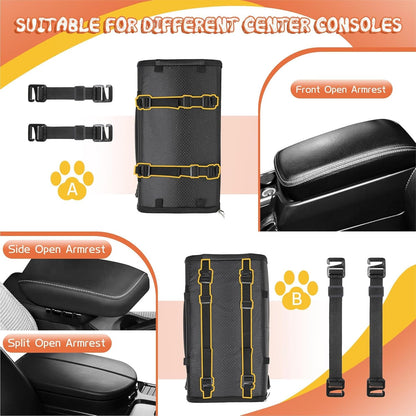 WOYYHO 18 lbs Console Dog Car Seat Luxury Center Console (Width >9in) Dog Car Bed Carseat with Soft Cushion and Safety Belt, Easy Install Stable No Shaking, Waterproof Anti-Slip PU Leather