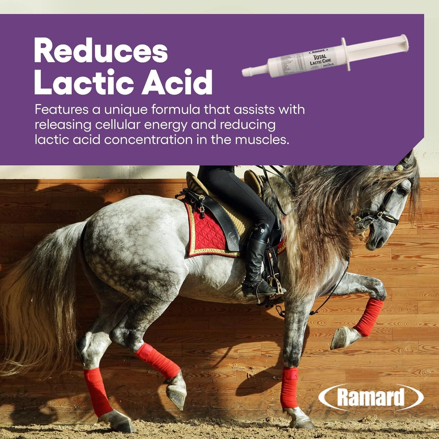 Ramard Total Lactic Care for Aging Horses, Supports Muscle Function, Energy & Stamina Horse Supplies, Vitamin & Supplements w/Branch Chain Amino Acids, 30cc Oral Syringe, 1pk