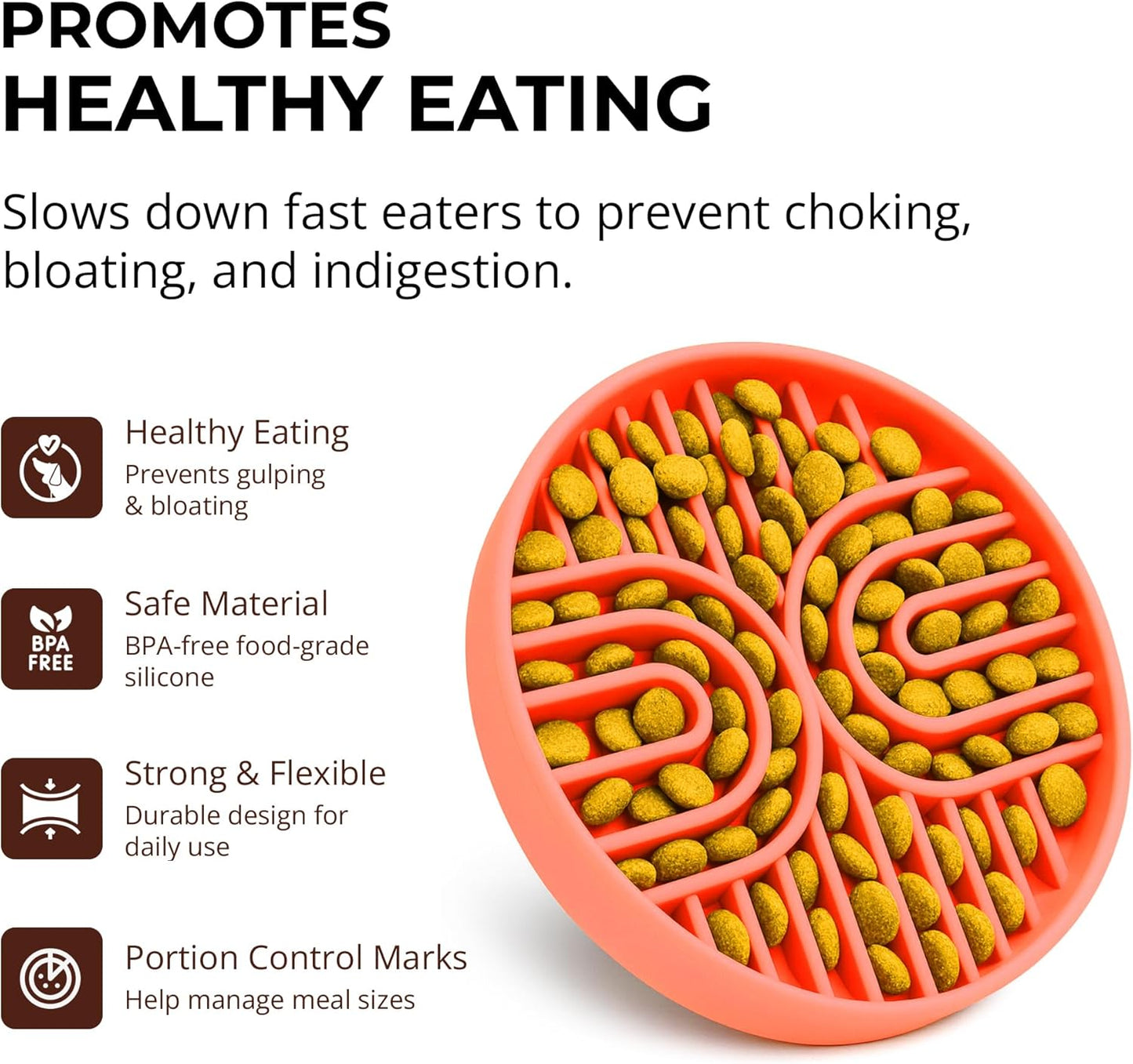 Slow Feeder Dog Bowls, Dishwasher Safe, Non-Slip Base, BPA-Free Slow Eating Dog Bowl (Terra Cotta, 2-Pack)