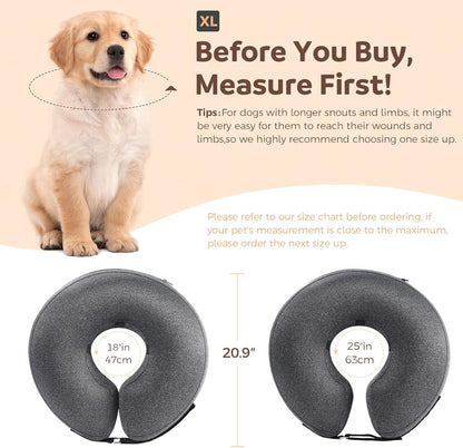 Dog Cone Collar, Inflatable Recovery Cone After Surgery, Adjustable Blow up Dog Donut Collar, Pet Recovery Collar for Dogs and Cats Size XS up to 5”