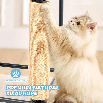 Large Cat Tree with Scratching Post, Ladder & Perches – Multi-Level Cat Climbing Furniture for Indoor/Outdoor Use+Blue/35.43" L x 35.43" W x 37.01" H