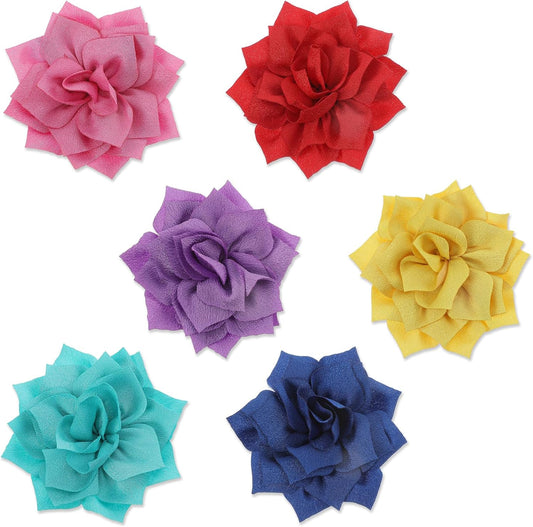 6Pcs Dog Collar Flowers Attachment Multi-Color Girl Dog Accessories with Bow for Small Size Dogs, Cat Bow Tie, Dogs Bows Tie Charms Flower - Perfect for Weddings, Birthdays, and Everyday Use Christmas