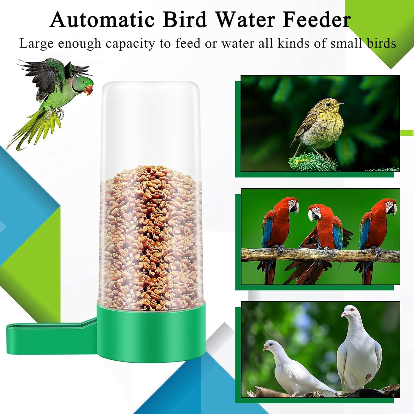 Lamoutor 4Pcs Bird Water Feeder Plastic Drinker Feeder Water Clip for Parrots Budgie Cockatiel Lovebirds