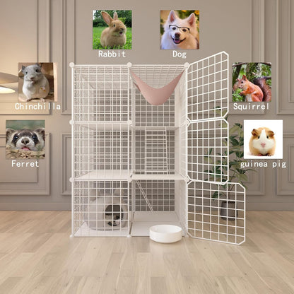 Indoor Cat Cage Enclosure DIY,Cat Playpen Catio Thick Metal Wire Kennels for 1-3 Cats Kitten Cage Detachable Patio Cat Crate (White, 28" L x 28" W x 41" H)