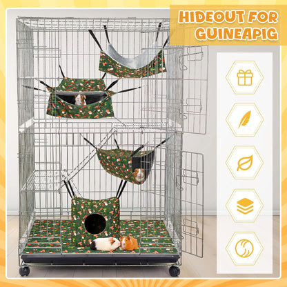 Geelin 8 Pcs Rat Hammock Ferret Hammock for Cage Rat Bed Guinea Pig Hanging Tunnel Glider Toy Ferret Hideout Bed Cage Accessories for Small Animals Hamster Chinchilla Sugar Squirrel, Mushroom Style