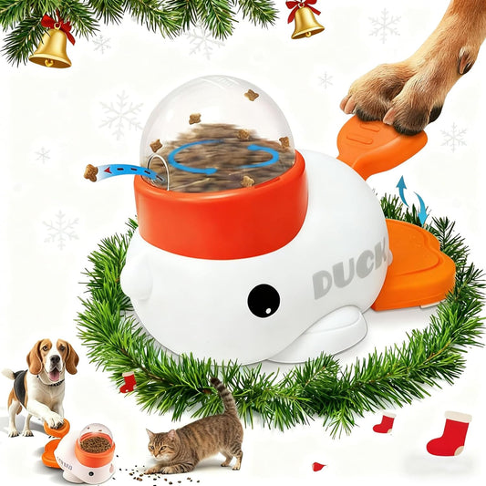 Dog Interactive Treat Dispenser Toy Food Puzzle Slow Feeder Duck-Shaped Dog Puzzle Feeders for Small Medium Dogs Cats IQ Training Reduces Bloating for Healthy Eating White