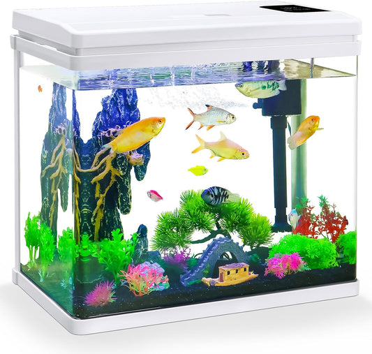 10 Gallon Betta Fish Tank – Features Pre-Set Light Timing, 7 LED Colors, Custom Brightness, High-Def Glass & Multi-Stage Filter Complete Aquarium Kit for Beginners