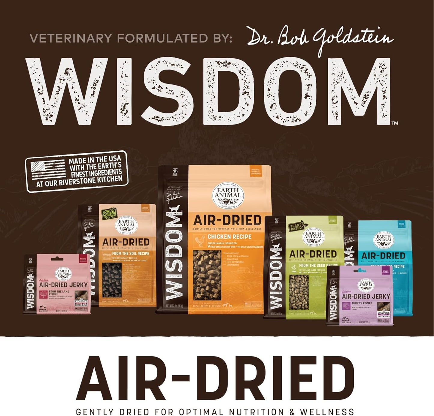 Earth Animal Wisdom Air Dried Dog Food & Jerky Bundle – Turkey Recipe, Premium Natural Dog Food & Treats for All Breeds & Ages - Includes 2 lb Bag + 4 oz Jerky Strips - Made in The USA