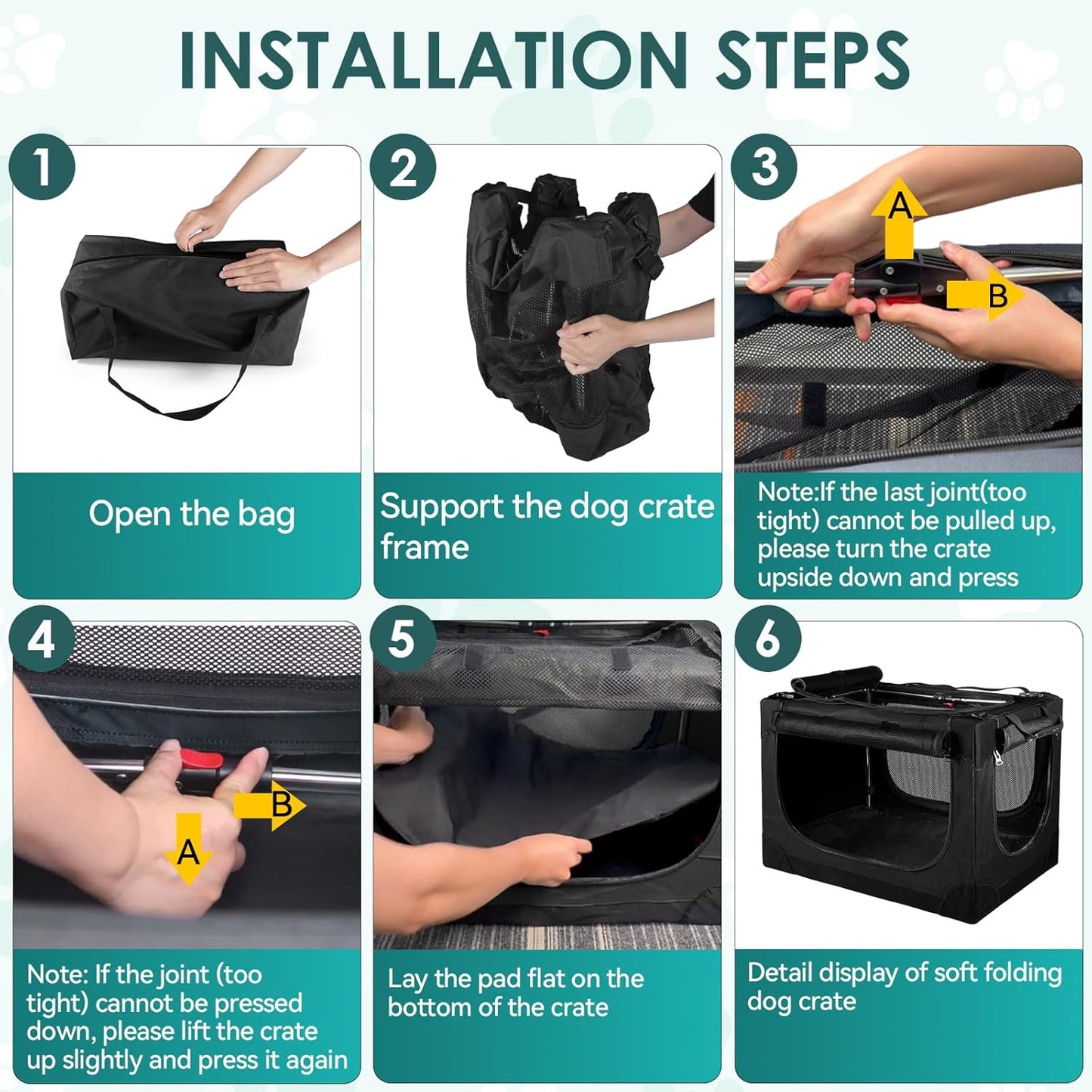 Soft Small Dog Crate - 24 inch Portable Travel Puppy Crate for Small Pets or 2 Cats, Collapsible Pet Carrier with 4 Mesh Doors, Car Kennel for Dogs with Handle for Indoor and Outdoor, Black