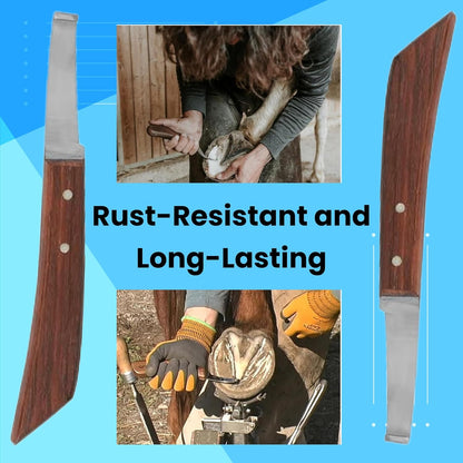 Hoof Knife Single Sided Edge Wide Straight Blade – Stainless Steel Straight Blade Farrier Tool with Wooden Handle, Multipurpose Hoof Trimming Knife for Livestock, 3-Inch Blade, 8.5-Inch Overall