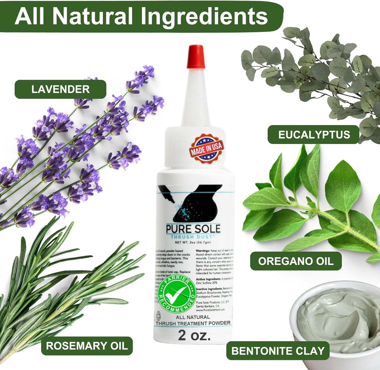 Thrush Treatment for Horses - Pure Sole Thrush Dust (2 oz.) Bundle + Pure Sole Hoof Cleanse (16 oz.)