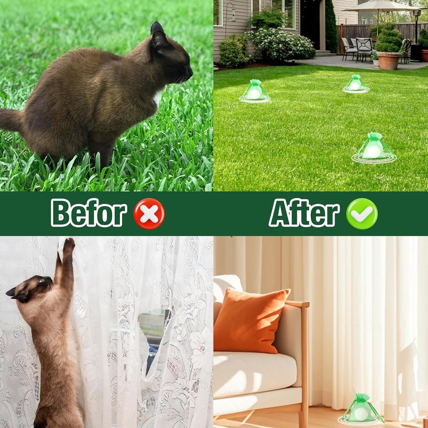 Cat Repellent Outdoor & Indoor, Cat Deterrent Outdoor Indoor, Natural Grapefruit Oil Keep Cats Out of Yard Permanently, Keep Cats Away from Garden, Furniture, and More, 10 PCS (Pack of 1)