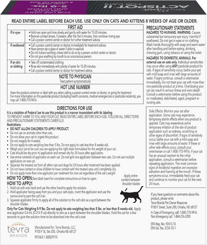 TevraPet Actispot II Flea Treatment for Small and Medium Cats 5-9 lbs | 6 Doses | Powerful Prevention and Control, Clear