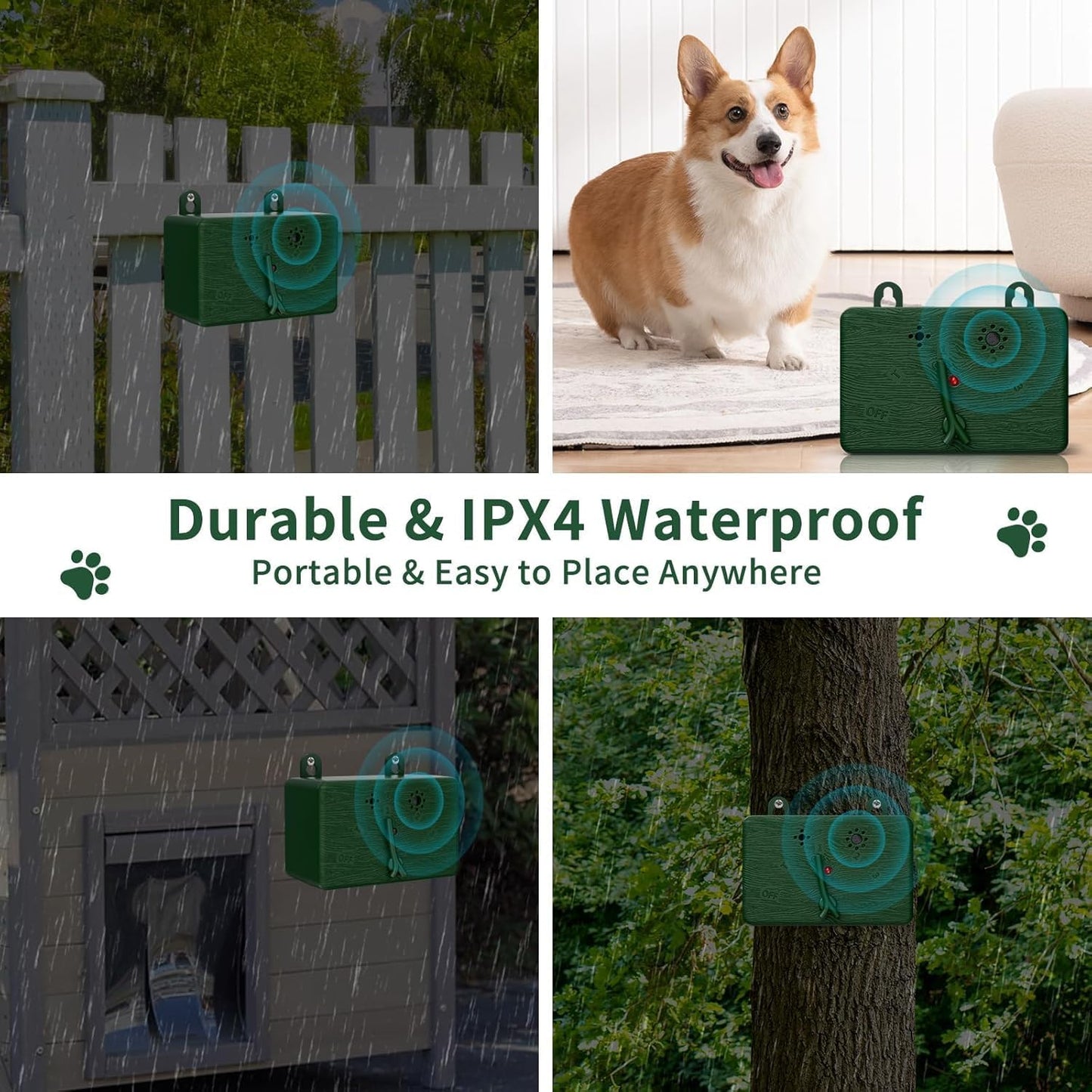 Anti Barking Devices for Dogs, 50FT Ultrasonic Dog Bark Control Devices with 4 Modes, Ultrasonic Dog Deterrent Bark Box Sonic Dog Barking Deterrent Devices for Indoor/Outdoor Dog Use