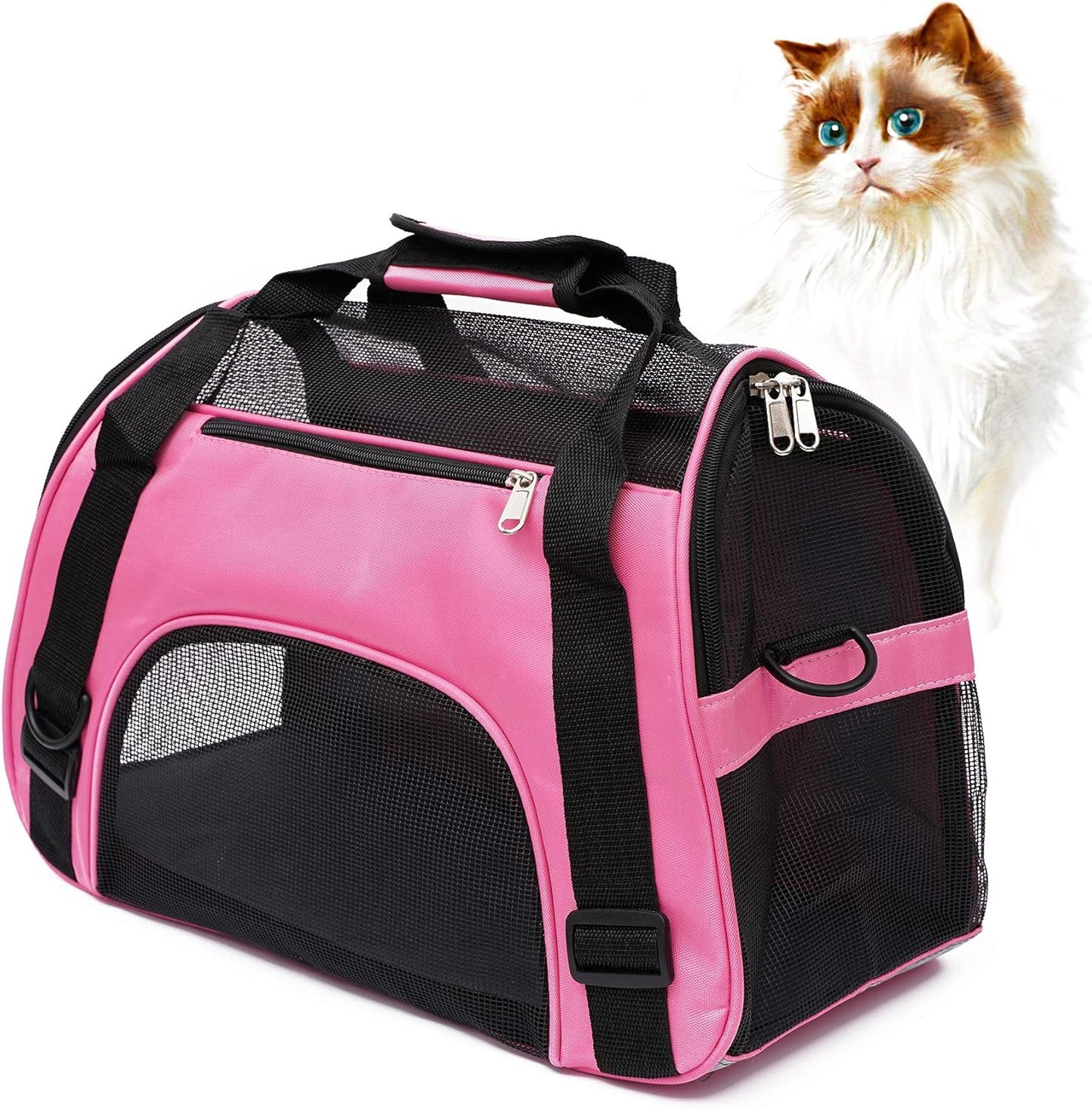 Cat Carrier for Small Cats Soft-Sided Pet Carrier for Cats Puppies Small Pets Airline Approved Lightweight Comfortable Travel Cat Carrier (Small, Pink)