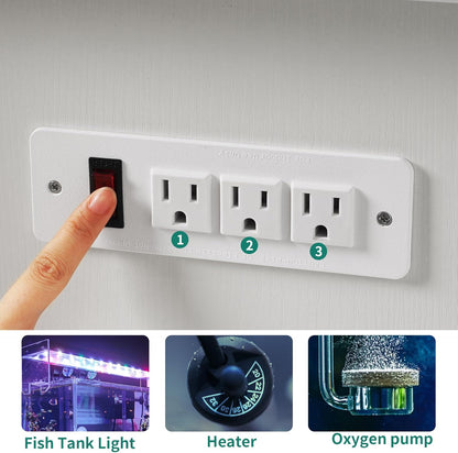 YITAHOME Heavy Duty 55-75 Gallon Aquarium Stand with Power Outlets, Cabinet for Aquarium Accessories Storage - Metal Fish Tank Stand Suitable for Fish, Turtle Tank, 880LBS Capacity, White