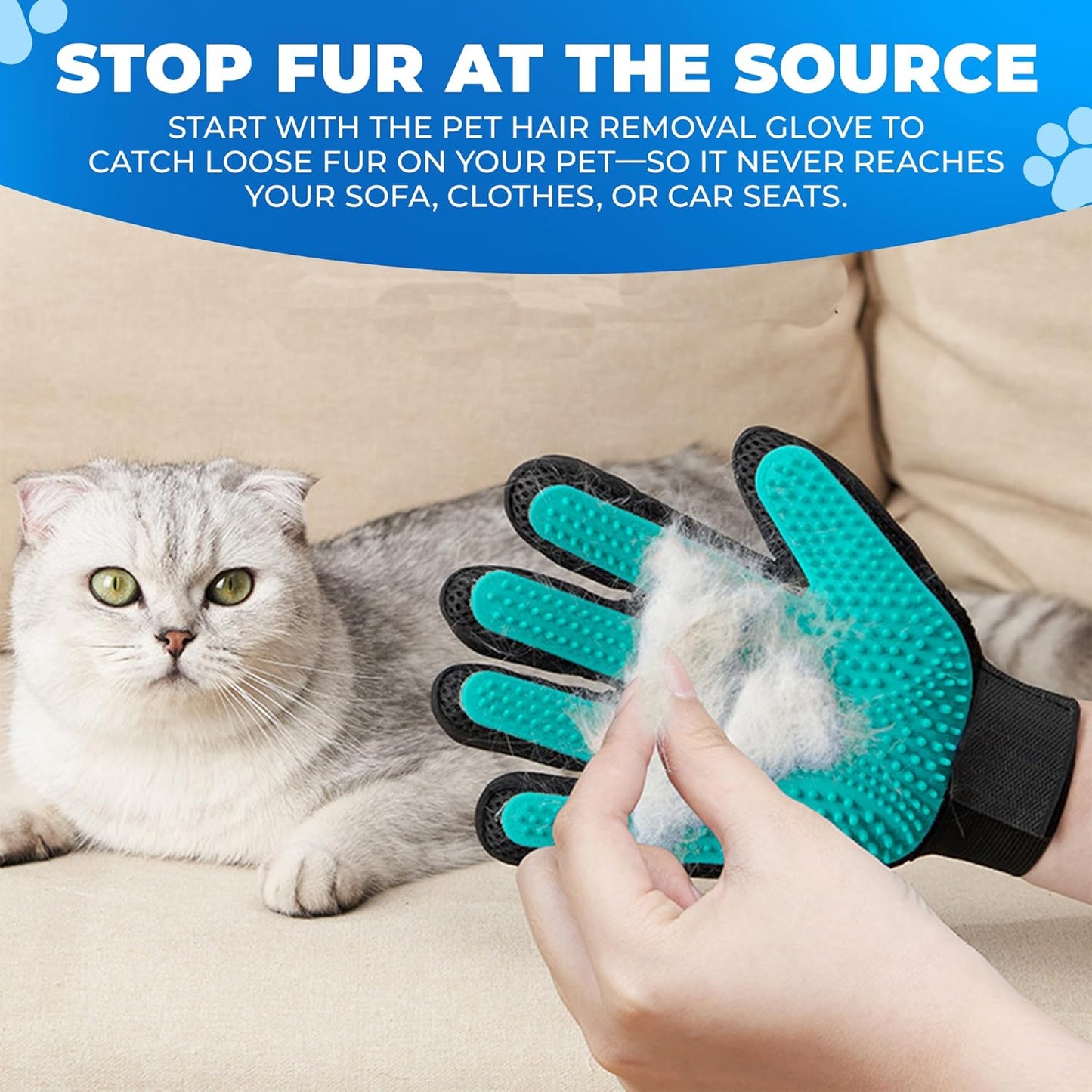 Dog Toothbrush Kit + Pet Hair Removal Glove – 4 Silicone Finger Toothbrushes with Travel Cases – Pet Dental Care & Teeth Cleaning, Plaque & Tartar Control – Dog Grooming Gloves – Free QR eBook