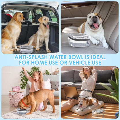 AONKEY 3L Dog Water Bowl No Spill, 101oz Large Spill Proof Dog Bowl Reduce Refill, Anti Splash No Mess Dispenser Dripless Slow Drinking Water Bowl for Sloppy Messy Drinkers (Gray)