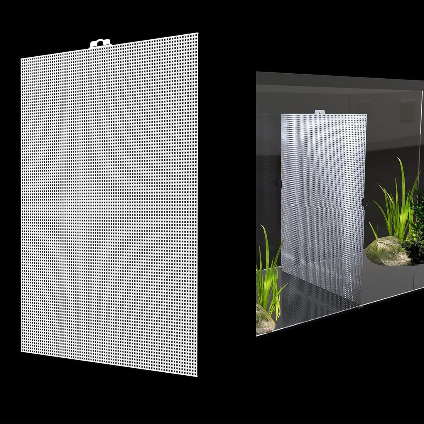 2 PCS Aquarium Fish Tank Divider Plastic Grid Divider Clear Cuttable Grid Plate Fish Tank Isolation with Bracket Fish Tank Separator for Betta Fish Tank Aquarium Terrarium 13 x 10 Inch