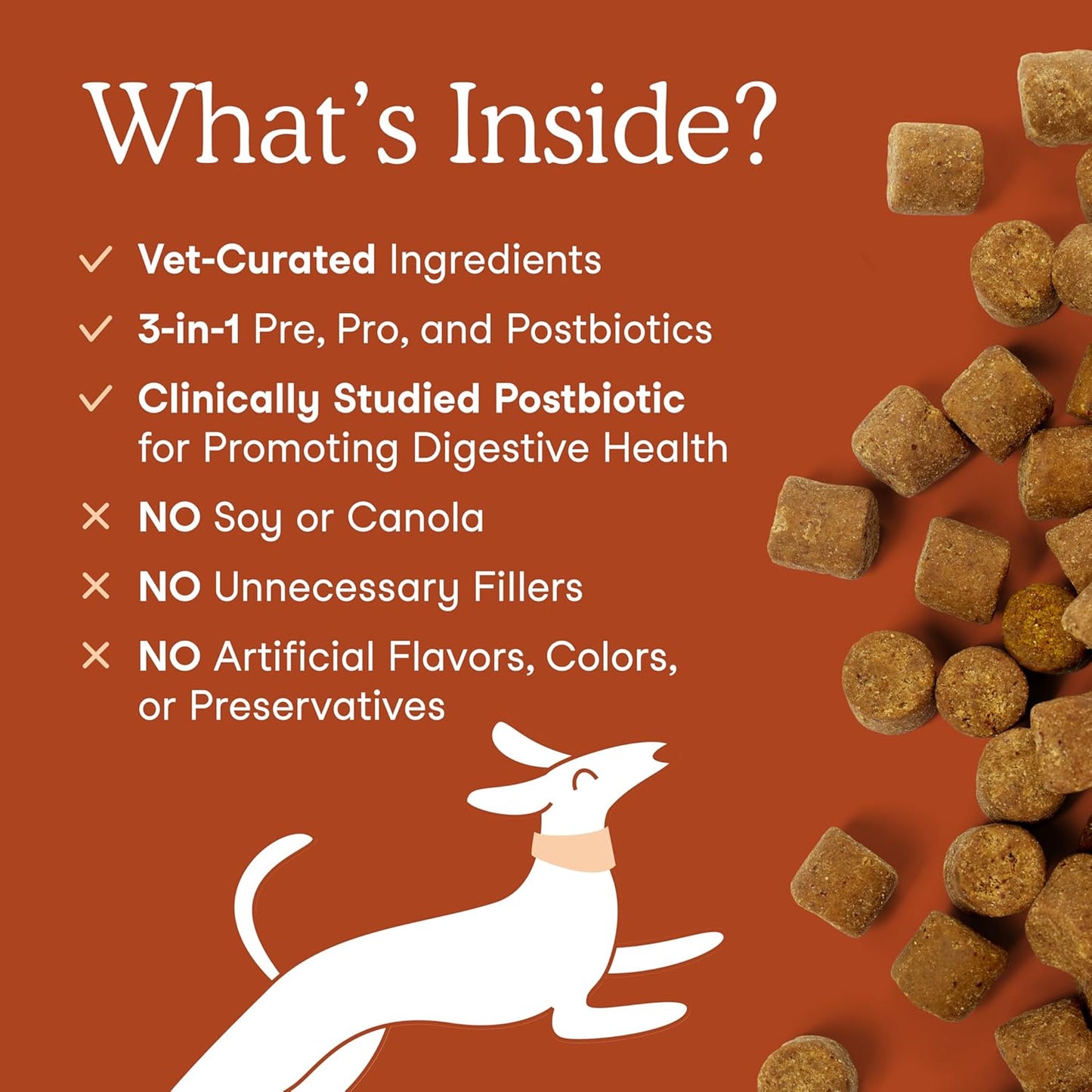 Fera Pets Probiotics for Dogs with Prebiotics and Postbiotics - Full Spectrum Gut Health Support - Promotes a Balanced Gut Microbiome - Boosts Immune Health - 90 Soft Chews