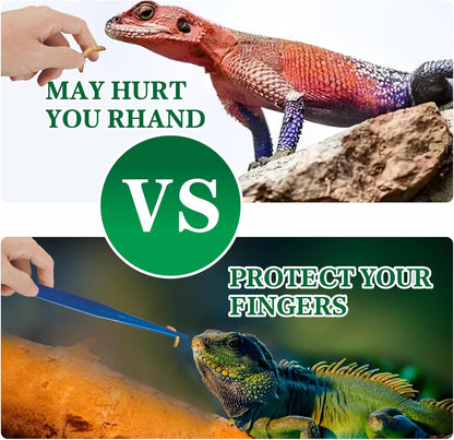 4-Pack Reptile Feeding Tongs Set - Hygienic Anti-Slip Blue Tweezers for Bearded Dragons, Lizards, Snakes, Aquariums & Small Animals(Five colors to choose from)