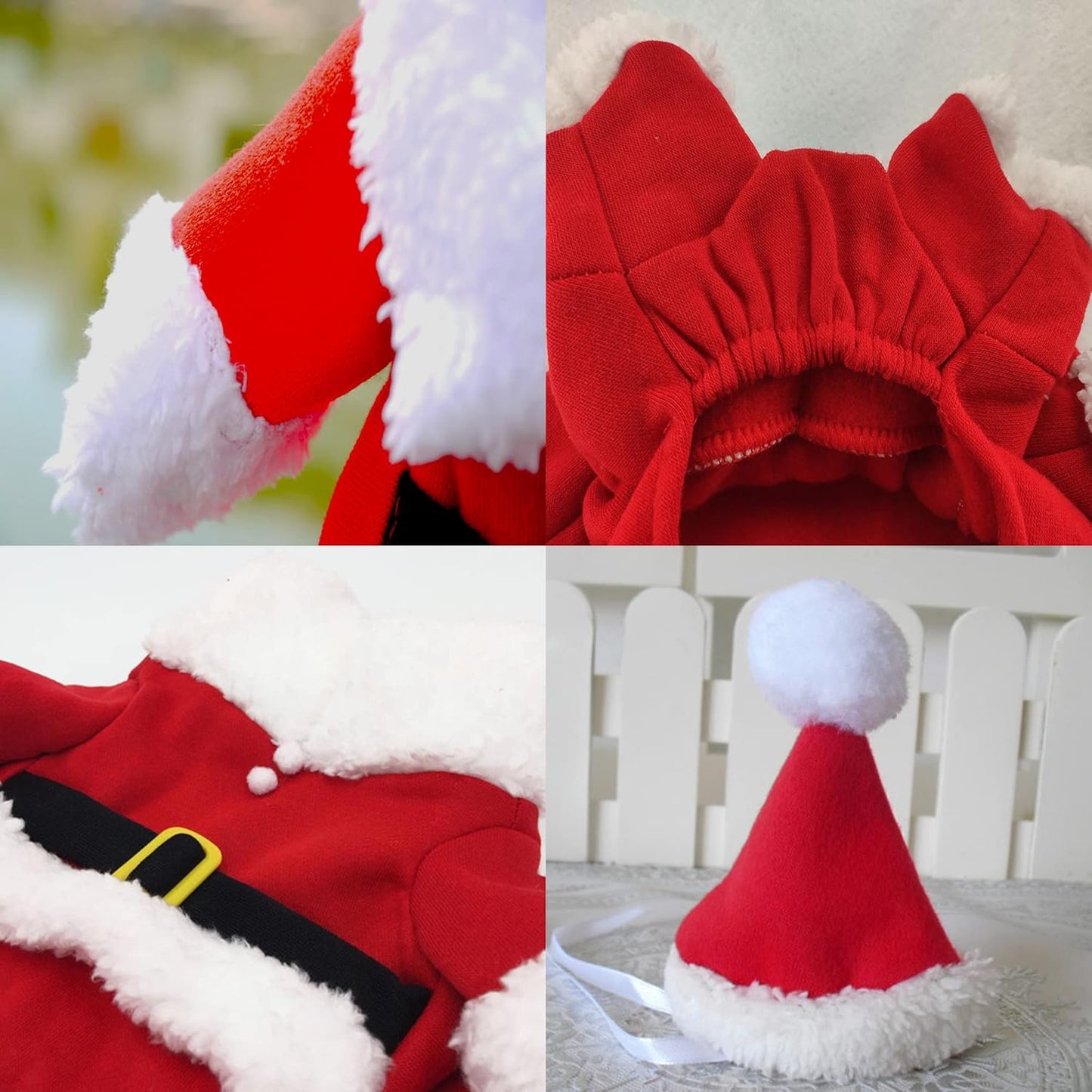 Christmas Dog Santa Costume Outfit, Xmas Puppy Santa Claus Clothes Suits Hat for Pet Dogs Cats Party New Year Funny Cosplay (Red, Medium)
