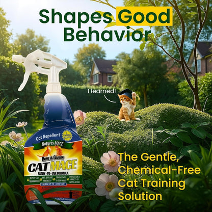 Nature's Mace Cat Mace Cat Repellent, Spray Deterrent for Urine Marking, Keep Cats Away for Outdoor & Indoor Use, Scratching, Flowerbeds, Yards, Pets, Garden, Plants, Ready-to-Use, 40 oz Spray