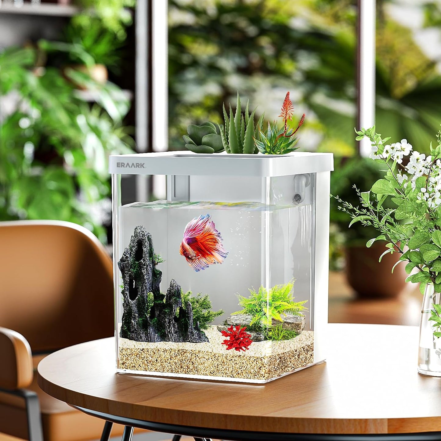 Smart Betta Fish Tank 1.5 Gallon Aquarium kit self Cleaning, Filter LED Light, Water Pump