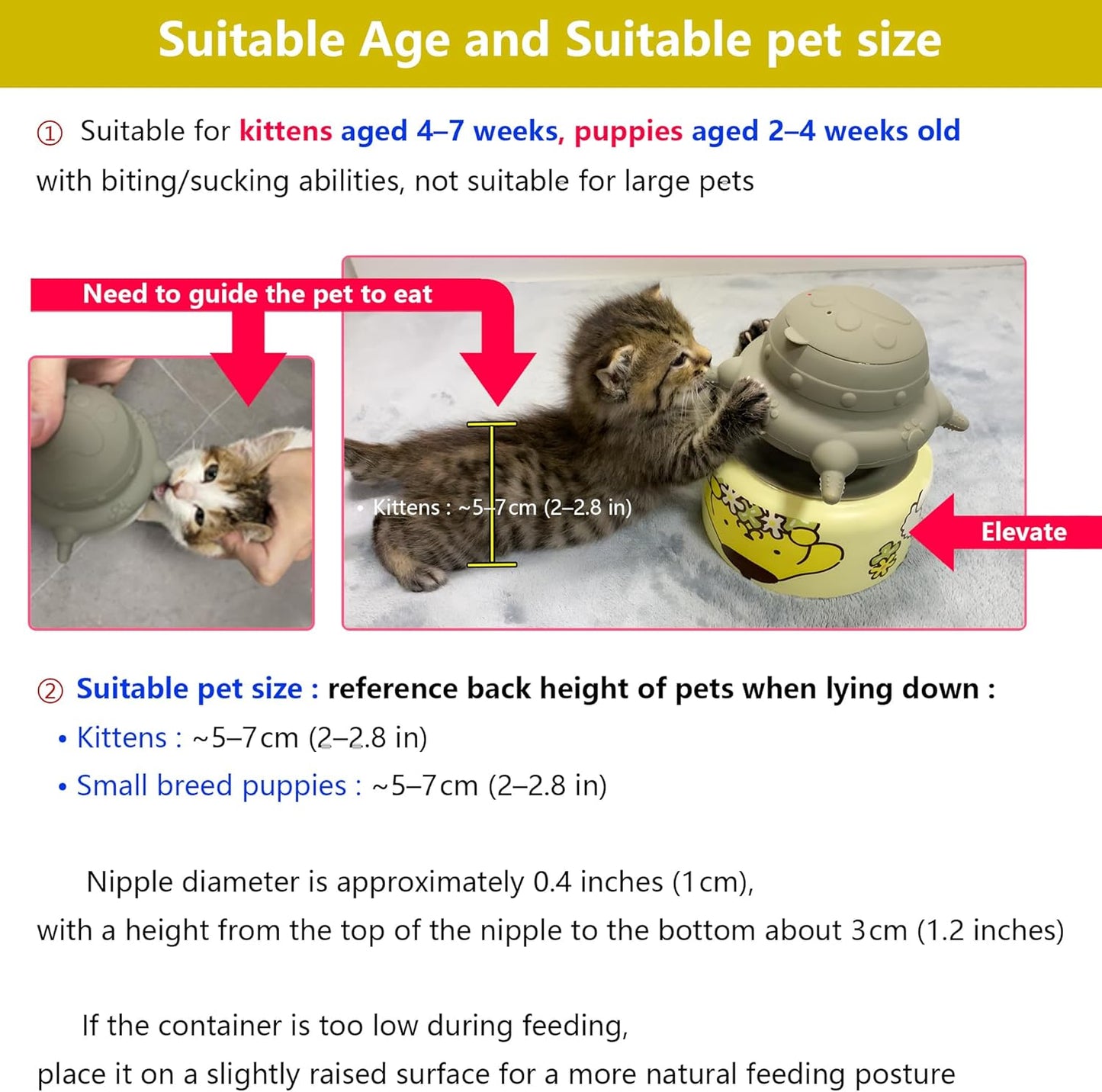 Puppy Bottles for Nursing,Puppy Milk feeders for Multiple Puppies Nipple,Puppy Feeder Milk Bowl,Feeder Bowl for Kittens,Grey